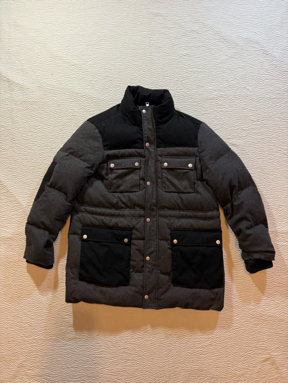 Armani Exchange Jacket Mens XXL Black Puffer Pockets Elbow Patches Full Zip